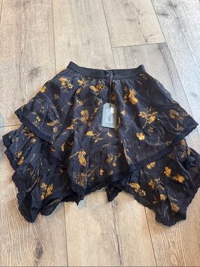 All saints NICO Heligan Black & Gold Skirt 0 NWT